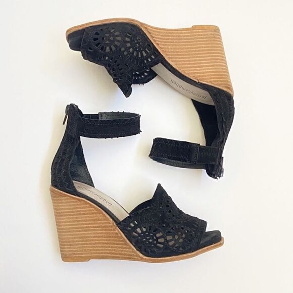 Jeffrey Campbell Shoes - Jeffrey Campbell Black suede cut out wood wedges
